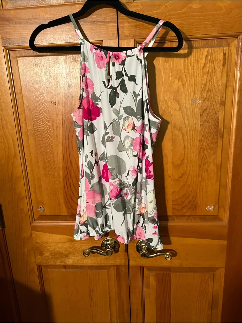 INC International Concepts White Camisole with Pink Floral Print